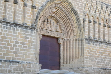 The stone entrance to the castle of Artajona Spain