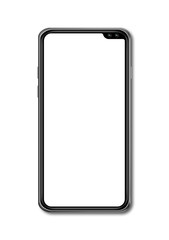 All-screen blank smartphone mockup isolated on white. 3D render