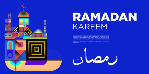 Vector colorful ramadan islamic greeting card and banner