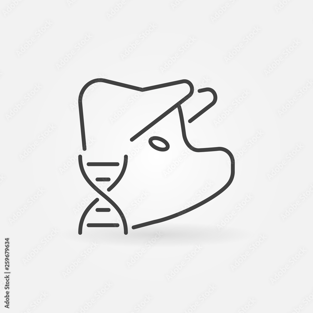 Poster pig with dna vector concept outline icon. pork dna symbol in thin line style