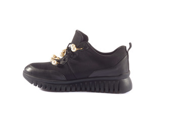 Beautiful elegant suede blue women's open summer shoes sandals high-heeled on a white background, isolated.