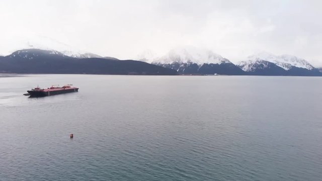 Work boats on the water in Alaska 