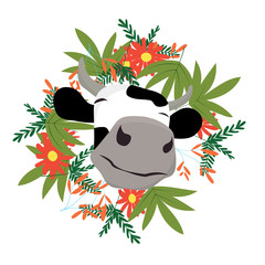 sticker with cow vector