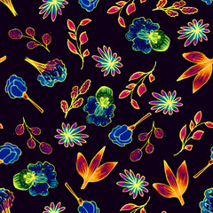 Seamless floral pattern.Summer flowers.Print for fabric and other surfaces.