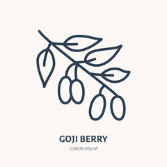 Goji berry flat line icon. Medicinal plant, superfood vector illustration. Thin sign for herbal medicine logo © nadiinko