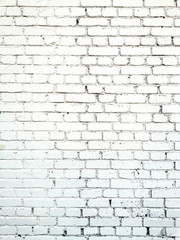 White brick wall background. Texture brick. Old vintage brick wall. Place for text.