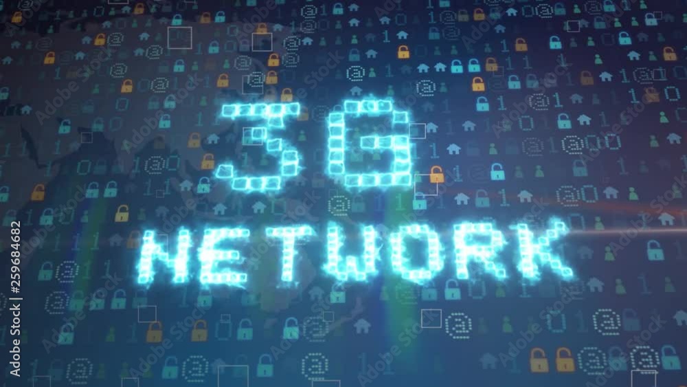 Poster abstract animation of wireless connection icon in digital cyberspace