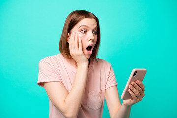 Close up photo beautiful amazing her she lady toothy hands arms telephone epic fail oh no facial...