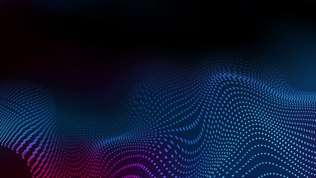 Abstract futuristic blue and purple wavy dotted lines motion background. Seamless looping. Video animation Ultra HD 4K 3840x2160