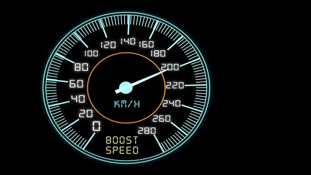 Futuristic speedometer on transparent background
