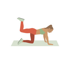 Sport girl icon. Sport exercise. Vector flat illustration.