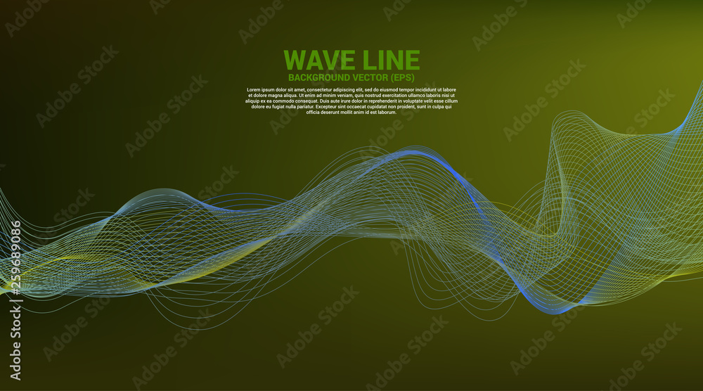 Aufkleber blue and green sound wave line curve on dark background. element for theme technology futuristic vec