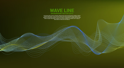 Blue and green Sound wave line curve on dark background. Element for theme technology futuristic vector