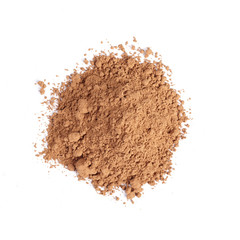 A pile of cocoa isolated on white background. Top view.