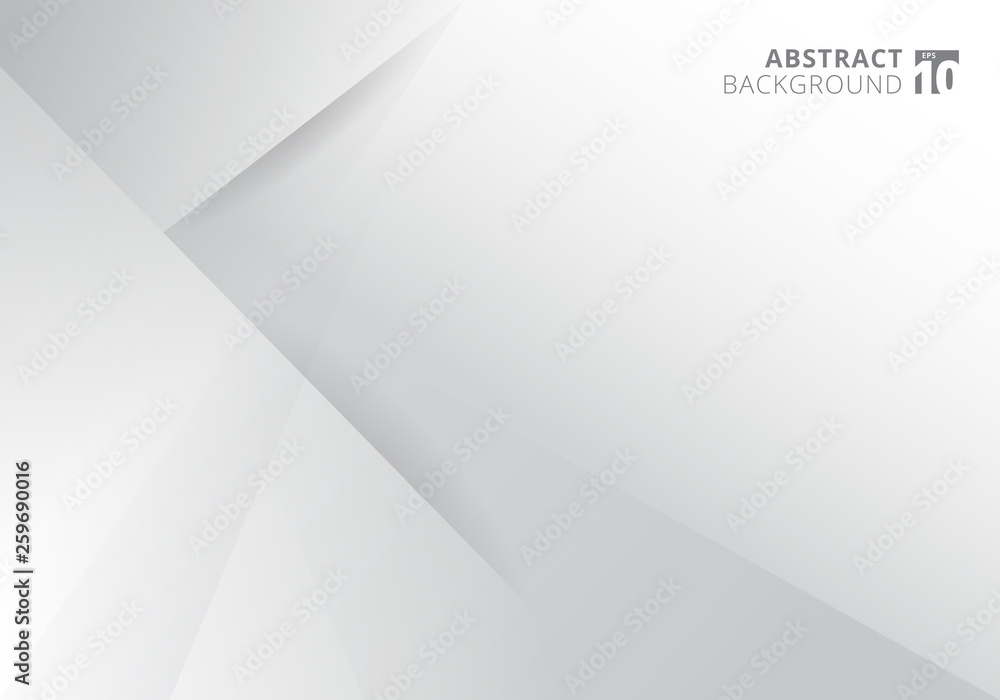 Poster Abstract template white and gray color modern background design. Geometric triangles with shadow graphic