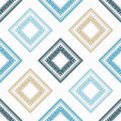 Ethnic boho seamless pattern. Embroidery on fabric. Patchwork texture. Weaving. Traditional ornament. Tribal pattern. Folk motif. Can be used for wallpaper, textile, invitation card, wrapping, web pag