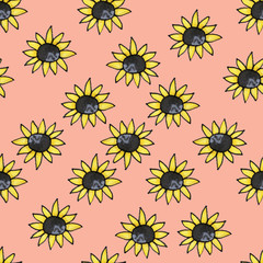 Seamless flower pattern. Sunflowers. Summer flowers. Print for fabric and other surfaces.