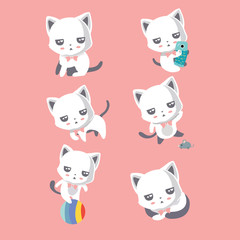 Set of different cartoon cats. .