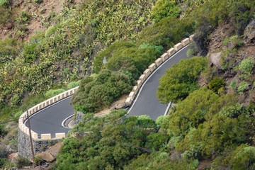 Fototapeta na wymiar U-shape curved road near Masca in Tenerife island