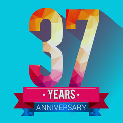 37 Years Anniversary logo. with colorful polygonal design elements.