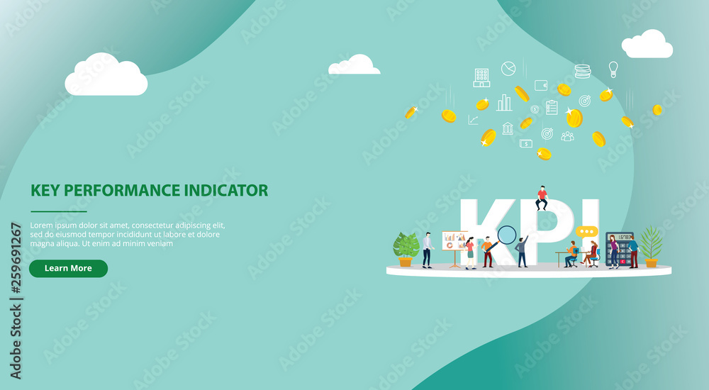 Aufkleber kpi key performance indicator concept website template banner design - vector