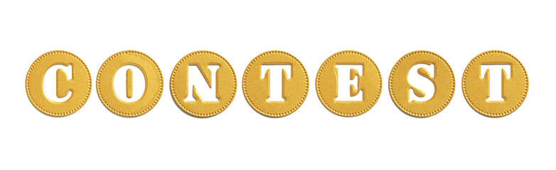 Fototapeta premium .inscription contest with gold circles with cut out letters. Isolate on white background...