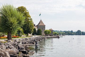 Rolle Castle and lake Leman, Rolle, Switzerland