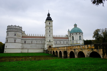 Fototapeta na wymiar Aerial view to Krasicki Palace in Krasiczyn, Poland