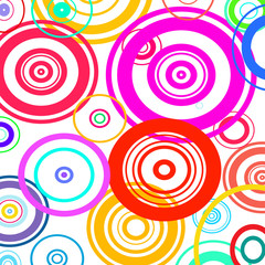 Multicolored rings on white background   