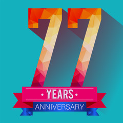 77 Years Anniversary logo. with colorful polygonal design elements.