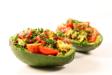 avocado salad isolated on white background