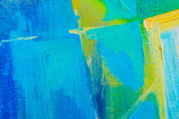 Abstract colorful oil painting on canvas. Oil paint texture with brush and palette knife strokes. Multi colored wallpaper. Modern art, cover design concept. Horizontal fragment.