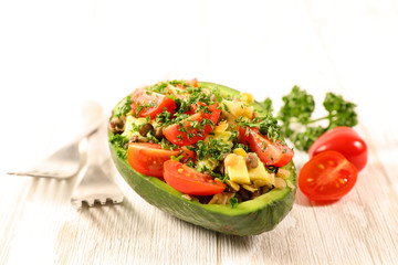 avocado salad isolated on white background