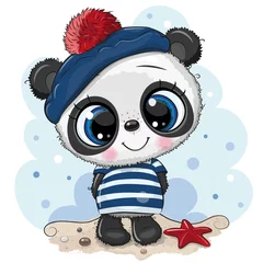 Meubelstickers Kinderkamer Babytekenfilm Panda in zeemanskostuum
