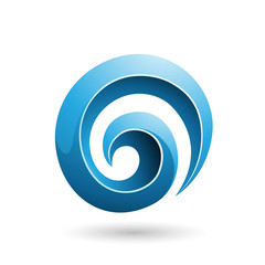 Blue 3d Glossy Swirl Shape Vector Illustration
