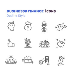 Business and Finance outline icons style