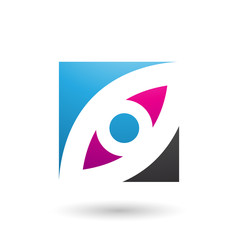 Blue Magenta and Black Eye Shaped Square Vector Illustration