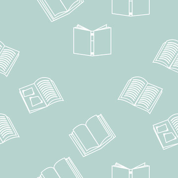 open books outline Seamless pattern