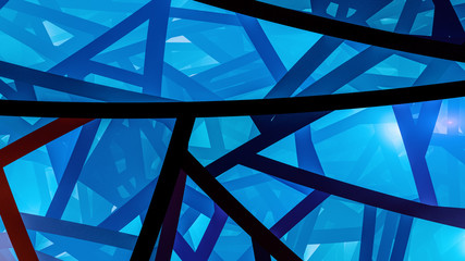 Blue glowing stained glass abstract fractal