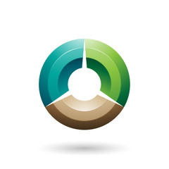 Green and Beige Glossy Shaded Circle Vector Illustration