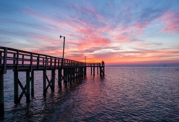 Sunset over Mobile Bay on the Alabama Gulf Coast 