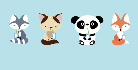 Obraz premium Cute young animals drinking milk