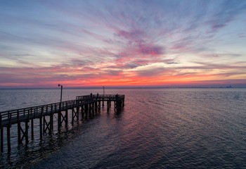 Sunset over Mobile Bay on the Alabama Gulf Coast 