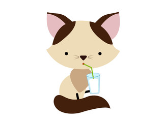 kitten character drinking milk