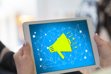 Communication network concept on a tablet