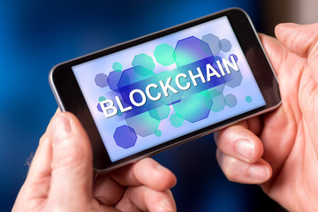 Blockchain concept on a smartphone