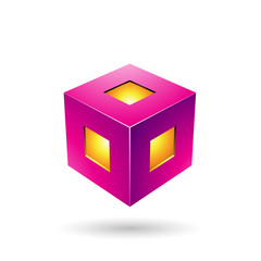 Magenta Bold Lantern Cube Vector Illustration