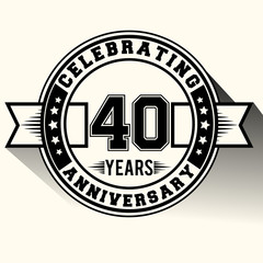 Celebrating 40 years anniversary logo vintage emblem. Retro vector background.