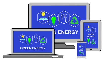 Green energy concept on different devices