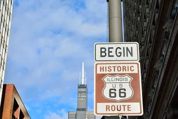 Fototapeten Route 66 sign, the beginning of historic Route 66. © StockPhotoAstur